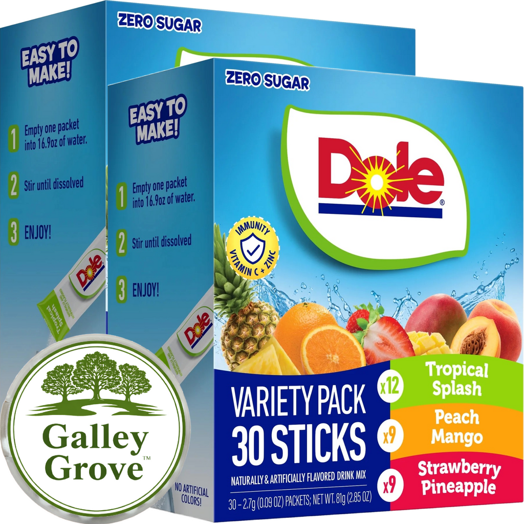 Dole Sugar-Free Drink Mix Variety, 30-ct (2-Pack) - (Orange Pineapple, Peach Mango, Strawberry Pineapple) with Galley Grove Mints