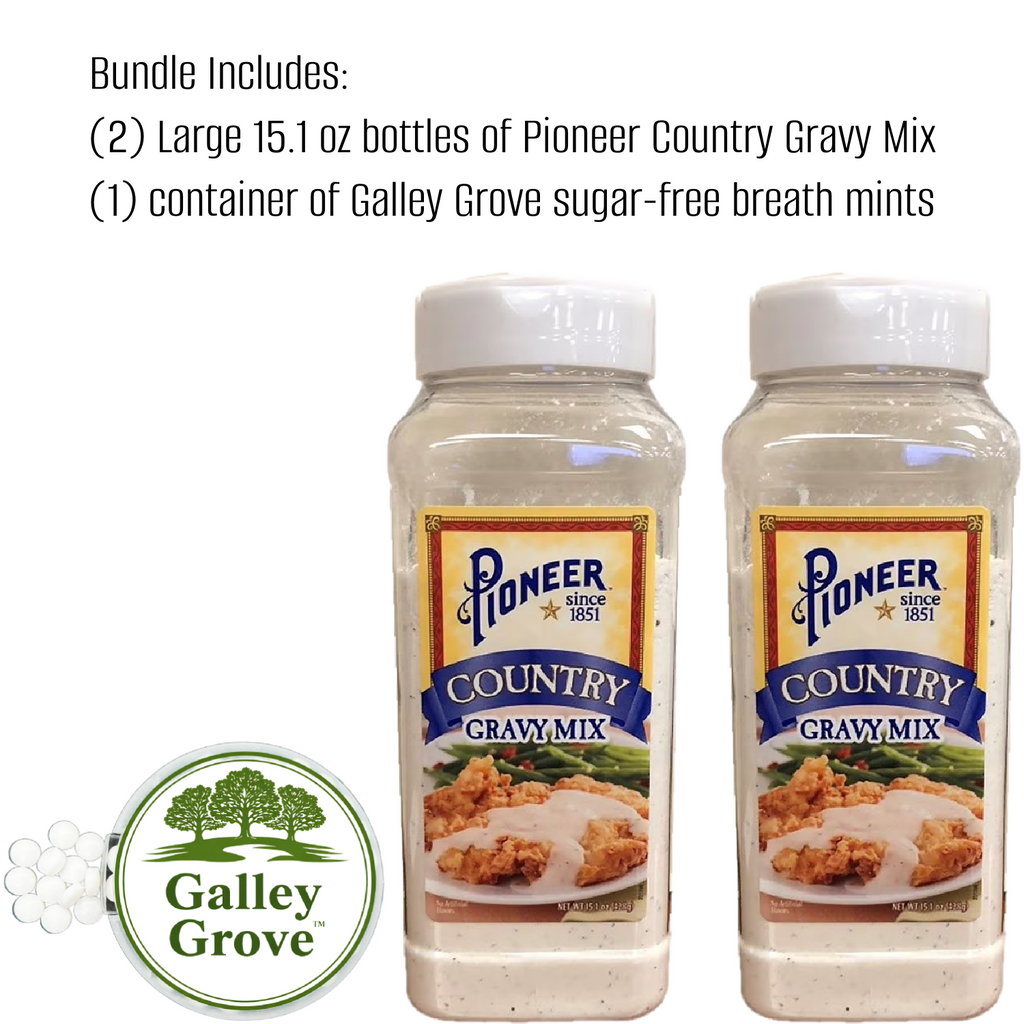Pioneer Country Gravy Mix, 15.1 oz (2-Pack) with Galley Grove Mints