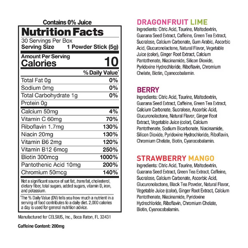 Celsius Essential Energy Zero Sugar Caffeine Drink Mix Variety, 60 Packets with Galley Grove Mints