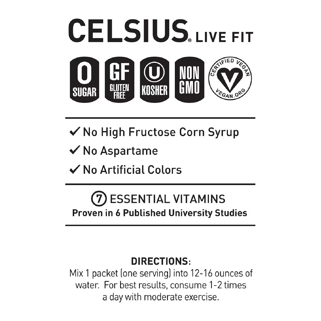 Celsius Essential Energy Zero Sugar Caffeine Powder Drink Mix, Variety Pack - 30 Packets