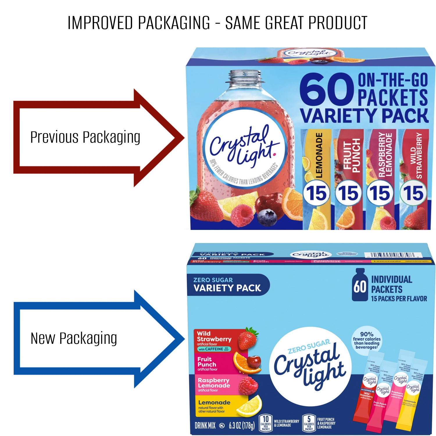 Crystal Light Drink Mix Variety, 60-ct (2-Pack) with Galley Grove Mints