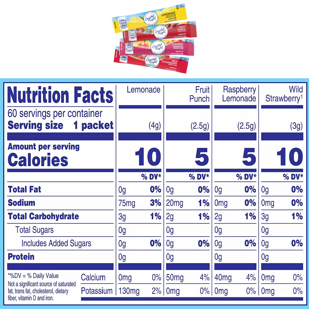 Crystal Light Drink Mix Variety, 60-ct (2-Pack) with Galley Grove Mints