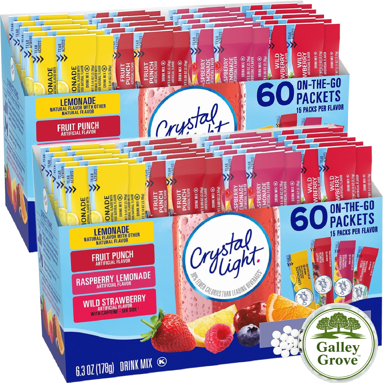 Crystal Light Drink Mix Variety, 60-ct (2-Pack) with Galley Grove Mints