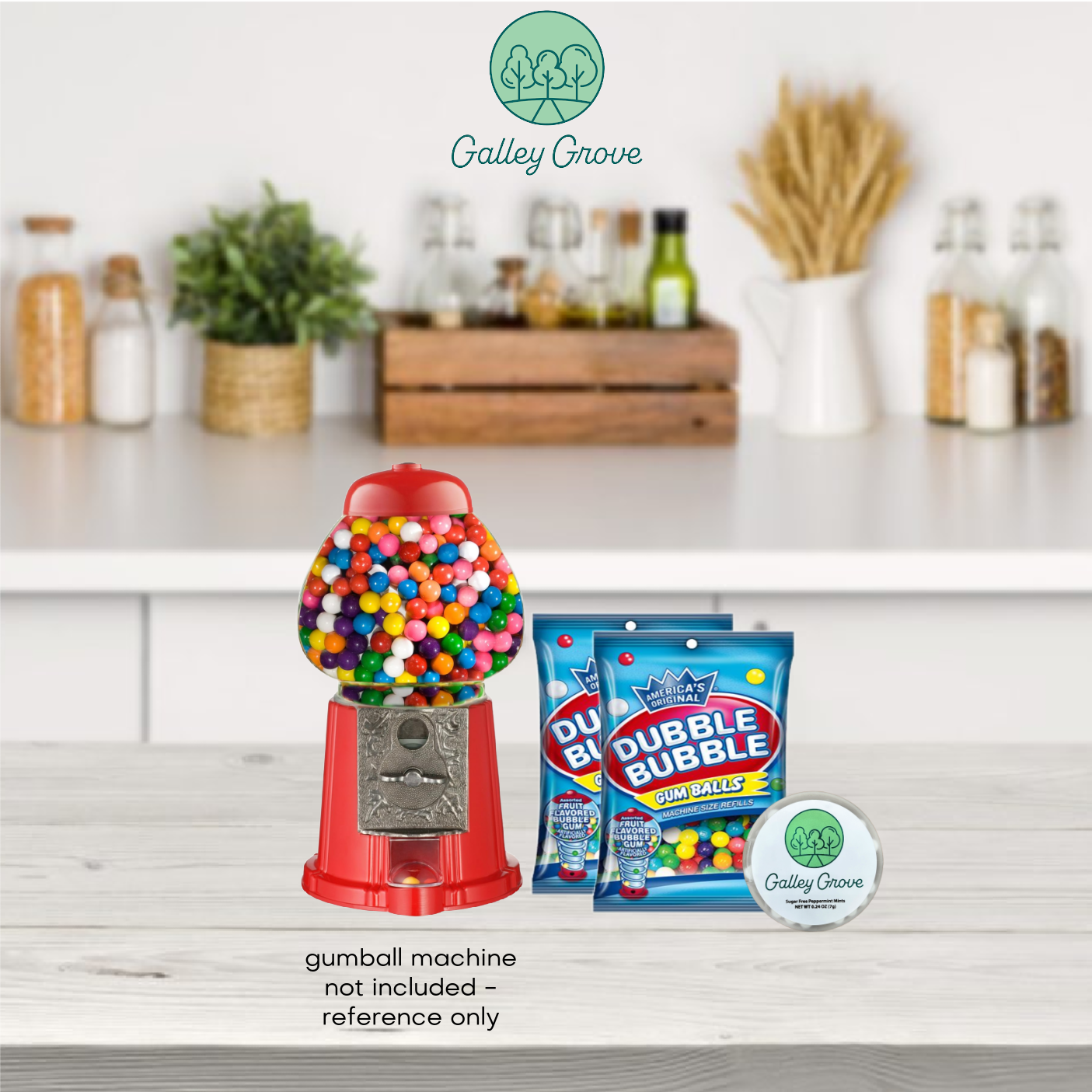 Dubble Bubble Mini Gumball Refill, 4.4 oz (2-Pack) with Galley Grove Mints